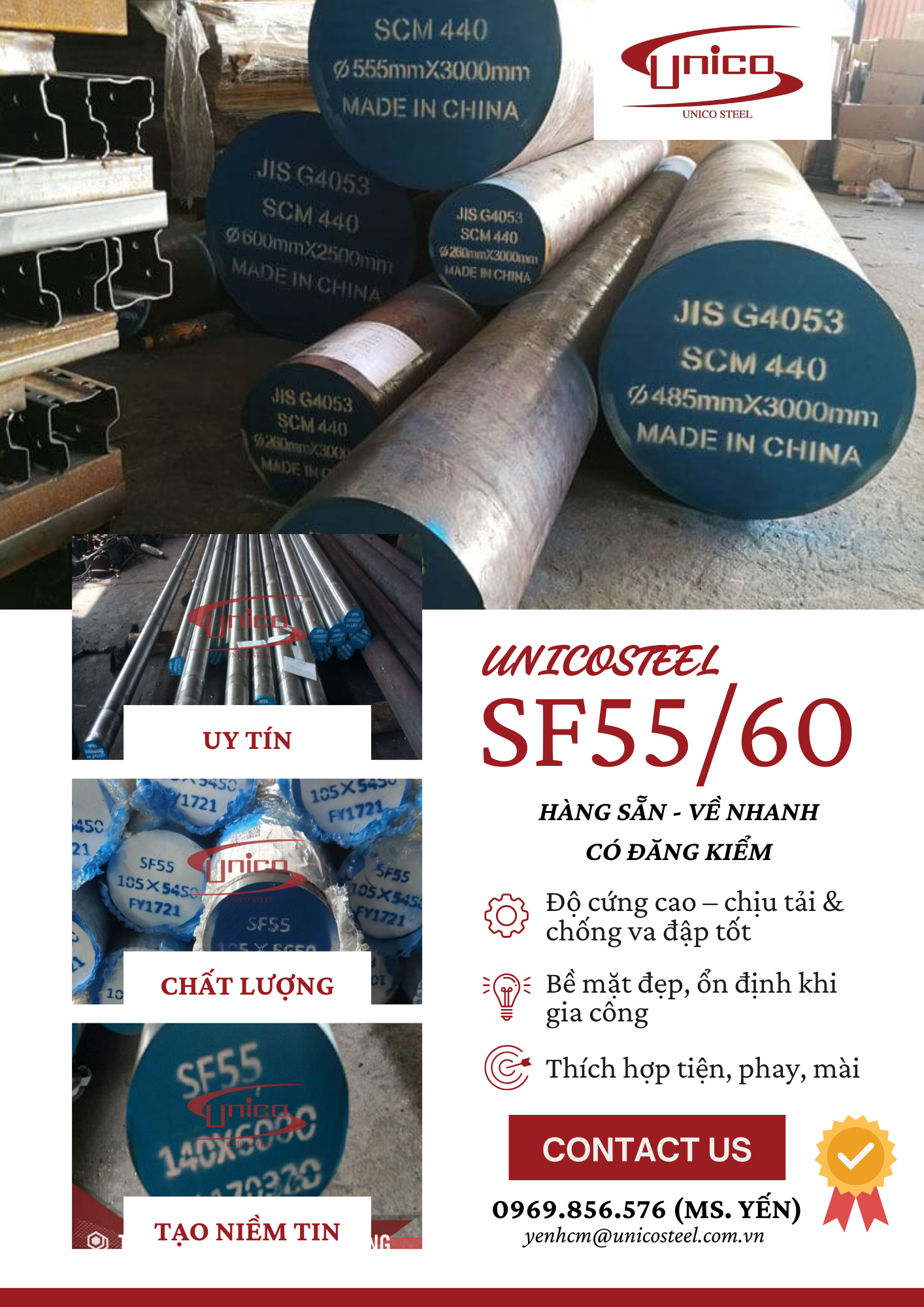 BÁN THÉP TRÒN SF55 / SF60 – HÀNG SẴN KHO, CÓ ĐĂNG KIỂM